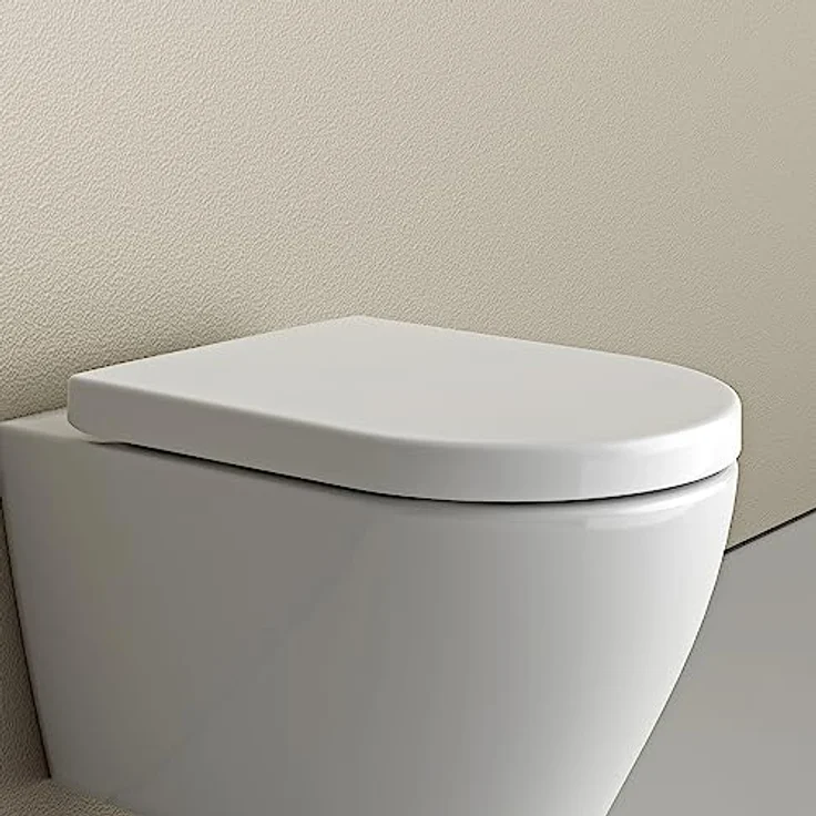 Bernstein WC Sitz U1002, Weiß glänzend, D Form 46 x 36 x 5 cm, Softclose, antibakterieller Duroplast, Take Off Mechanik, einfache Montage, Ersatzdeckel – Bild 4