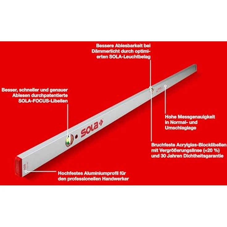 SOLA Wasserwaage AZB silbereloxiert Länge 1500 mm – Bild 3