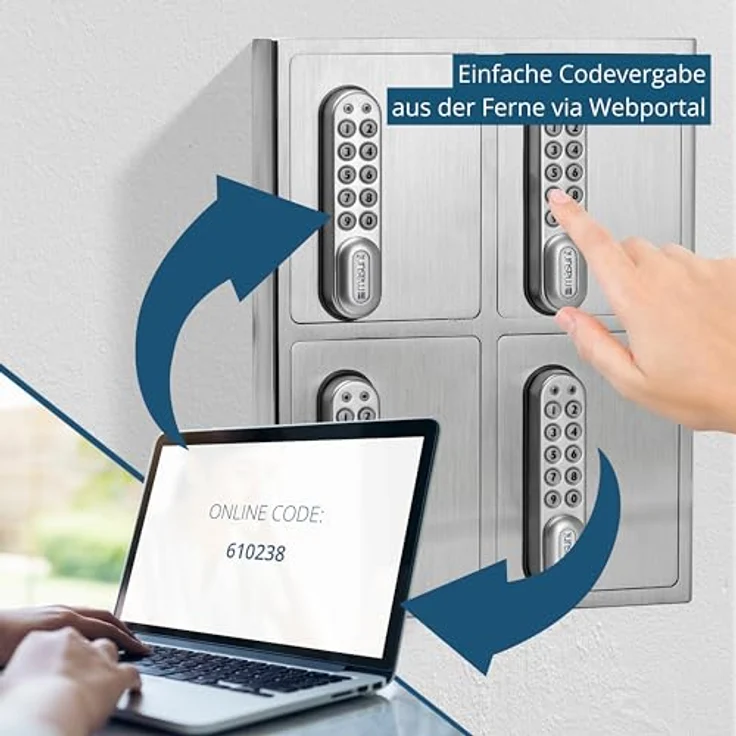 masunt Schlüsselsafe 1440 E Code | digitaler Schlüsseltresor aus massivem V4A Edelstahl | 4 Fächer | Aufbruch-sicher | korrosionsbeständig | für Seeklima geeignet – Bild 4