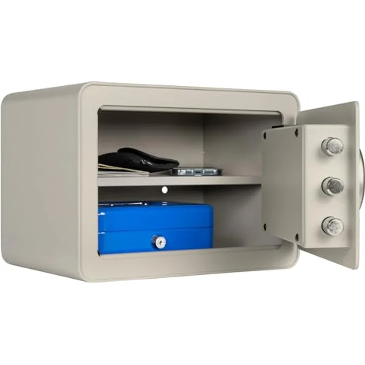 ROTTNER Möbeltresor Vintage Serie Elektronikschloss inkl. Fingerprint (Grau) 13 kg, 250x350x250 mm, Korpus aus Stahl, erhöhte Sicherheit – Bild 3