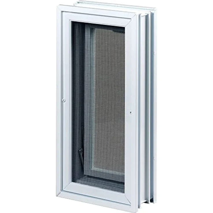 Fuchs Design Lüftungsfenster (189x384x80 mm) Weiß anstatt 2 Glasbausteine im Format 19x19x8 cm – mit Fliegengitter – Bild 3