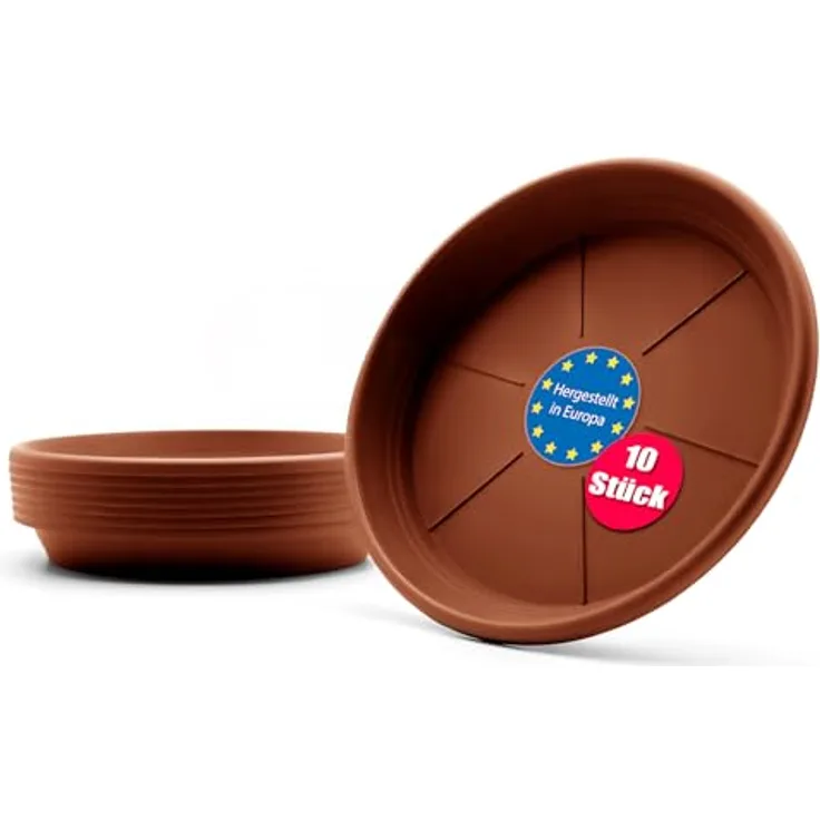 BigDean 10 Stück Blumentopf Untersetzer Ø 16,5 cm in Terracotta - Robuster Kunststoff - Made in Europe