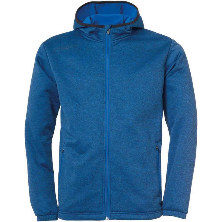 Uhlsport ESSENTIAL FLEECEJACKE S azurblau melange, Polyester-Fleece mit Kapuze und Reissverschluss-Taschen