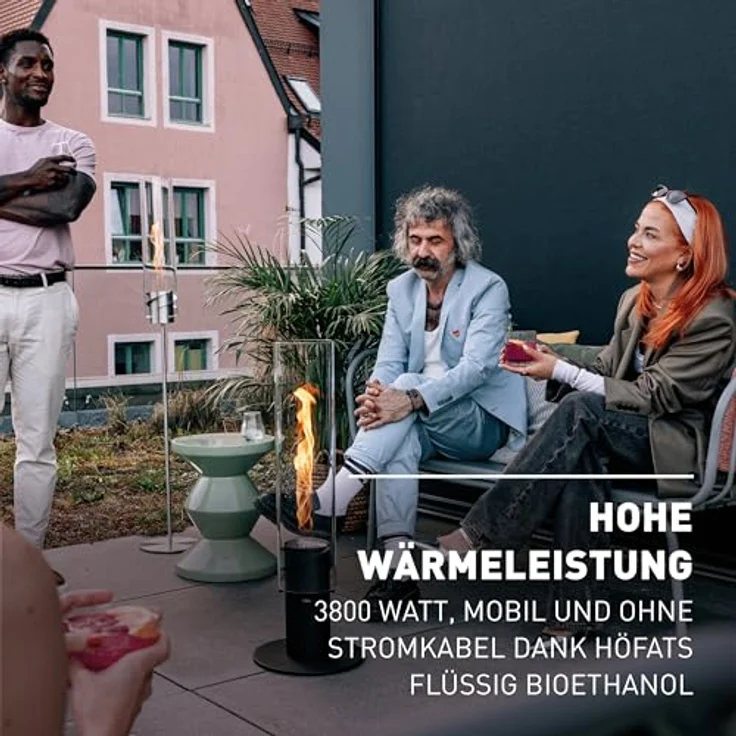 höfats Spin 1500 Schwarz NEUES Modell mit verlängerter Brenndauer - flüssig Bioethanolkamin, Edelstahl Tischfeuer für Indoor und Outdoor – Bild 3