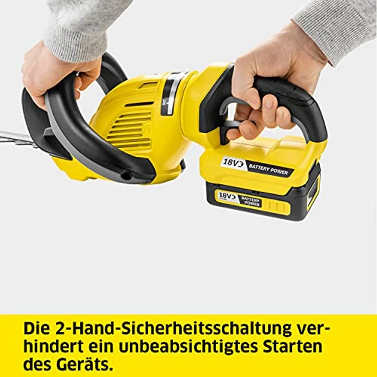 Kärcher HGE 18-50 Battery Akku-Heckenschere (inkl. Schnittgutkehrer, Leistung je Akkuladung: 325 m, Schnittlänge 50 cm, Gewicht 2,9 kg, Messerspitzenschutz, Sägefunktion) – Bild 4