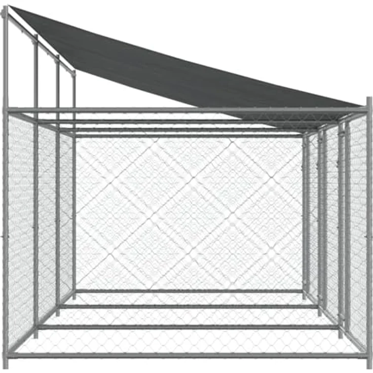 vidaXL Hundezwinger mit Dach und Türen Grau 6x2x2 m Verzinkter Stahl – Bild 5