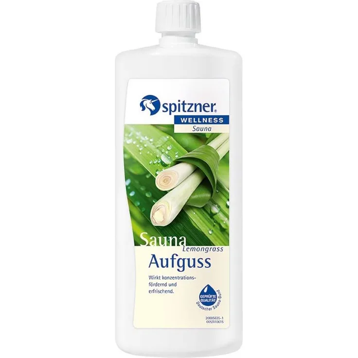 Spitzner Saunaaufguss Lemongrass Wellness, 1000 ml Konzentrat, erfrischend und konzentrationsfördernd