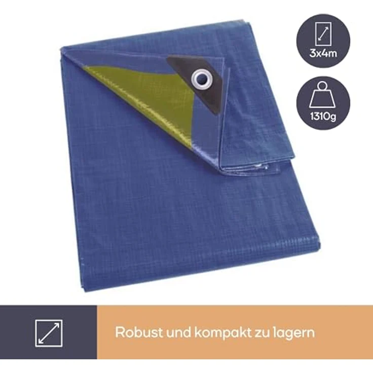 Perel 110-0304 Abdeckplane Stark, Blau-khaki, 3 x 4 m – Bild 6