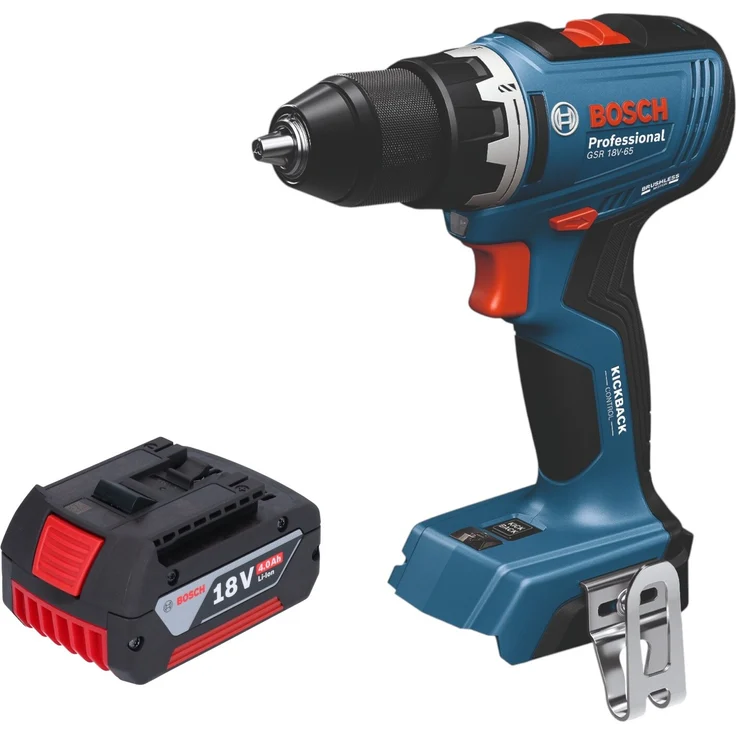 Bosch GSB 18V-65 Professional Akku Schlagbohrschrauber, 18 V, 65 Nm, Brushless, 1x 4,0 Ah Akku, ohne Ladegerät