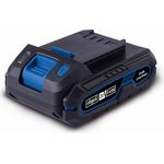 Scheppach 2 Ah Lithium-Ionen-Akku 20V Ersatzakku | 20V-IXES-Serie | 3-stufige LED-Anzeige | Staub- & korrosionsgeschützt, blau