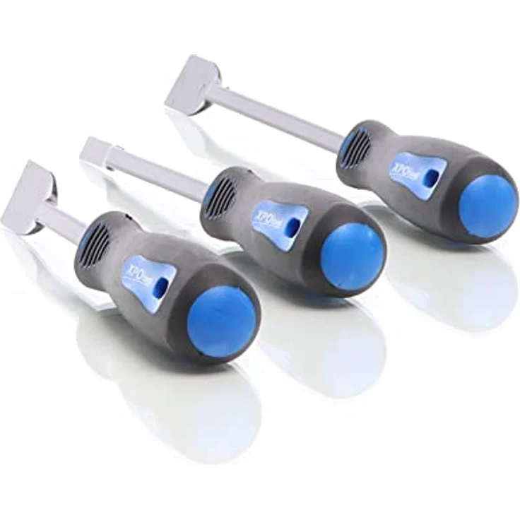 XPOtool Dichtungsschaber Set 3-teilig, Flachschaber aus Chrom-Vanadium-Stahl mit rutschfesten TPR-Griffen, ideal zum Entfernen von Dichtungen und Kleberesten – Bild 5