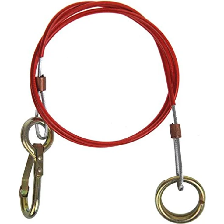 ProPlus 1m Anhänger - Abreißseil, rotes Sicherungsseil aus Draht mit Haken und Ring zur Befestigung – Bild 1