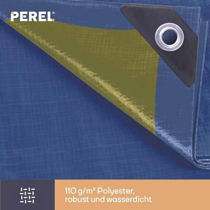 Perel - 110-0506 - Abdeckplane - Blau - Khaki - Stark - 5 x 6m – Bild 7