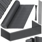 KESSER PVC Sichtschutzmatte Sichtschutzzaun Balkonverkleidung Windschutz Wetterfest verstärkten Lamellen, für Garten, Balkon Terrasse Outdoor Balkonumrandung mit Kabelbindern Schwarz, 90 x 400 cm