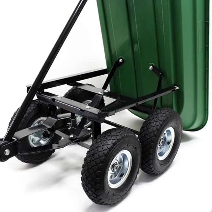 Wiltec Gartenwagen mit Kippfunktion, Handwagen für bis zu 200 kg, 50 l Volumen, ideal für Rasen, Kies und Schlamm – Bild 4