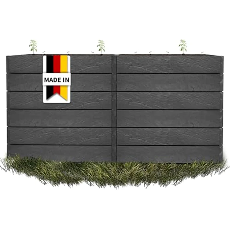 Garantia Hochbeet 2L Stone, inkl. FLORA, 160 x 80 x 75 cm, anthrazit, mit Flora Wasserspeichersystem – Bild 1
