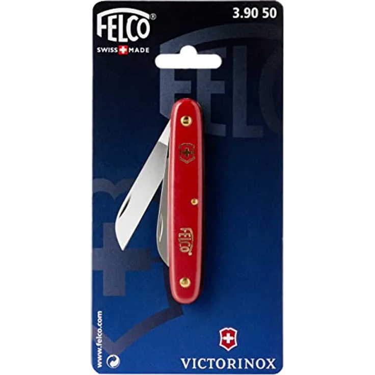 FELCO Okulier- und Schneidmesser (Klinge 57 mm, Messer für Rindenpfropfen / Schneiden von Stecklingen, roter Nylongriff) 3.90 50