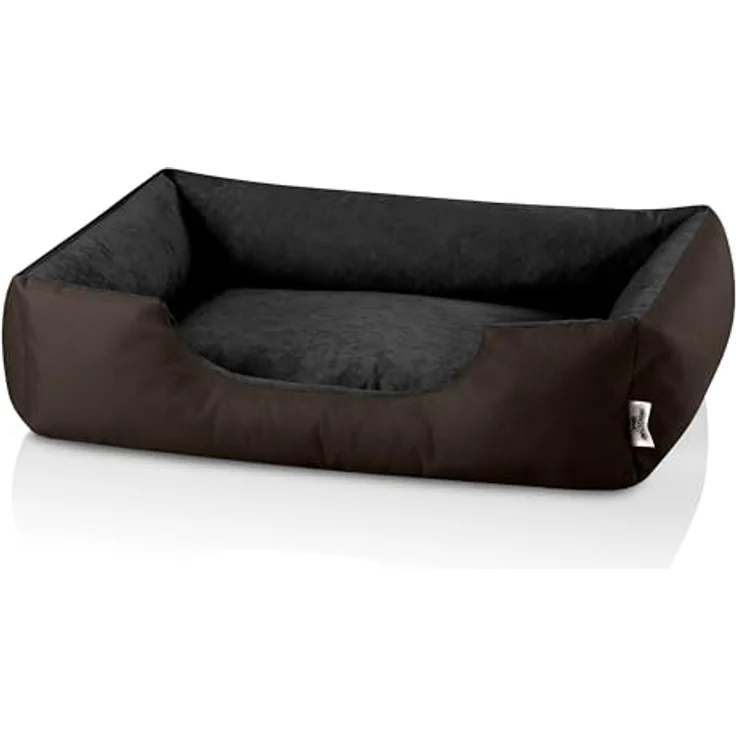 BedDog Hundebett LUPI, Hundekissen mit Abziehbaren Waschbaren Bezug, Hundekorb, Hundesofa für Mittel-Große Hunde, L, braun-schwarz - Komfortables und strapazierfähiges Hundebett für entspannten Schlaf – Bild 2