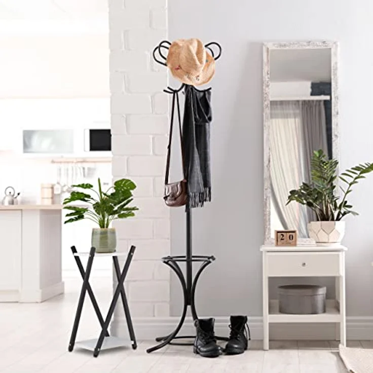 Relaxdays Blumenständer, 2 Etagen in Holzoptik, Metall, MDF, moderner Blumenhocker, 57 x 29 x 29 cm, schwarz/Dunkelbraun – Bild 5