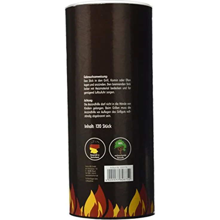 Kamino-Flam Anzündsticks - 120 Anzünder in handlichen Dose - Feuersticks brennen 5-6 Minuten - Anzündscheit für Grill - Kamin - Ofen - Anzündbrikettsticks geruchlos & ökologisch - Kaminanzünder – Bild 3