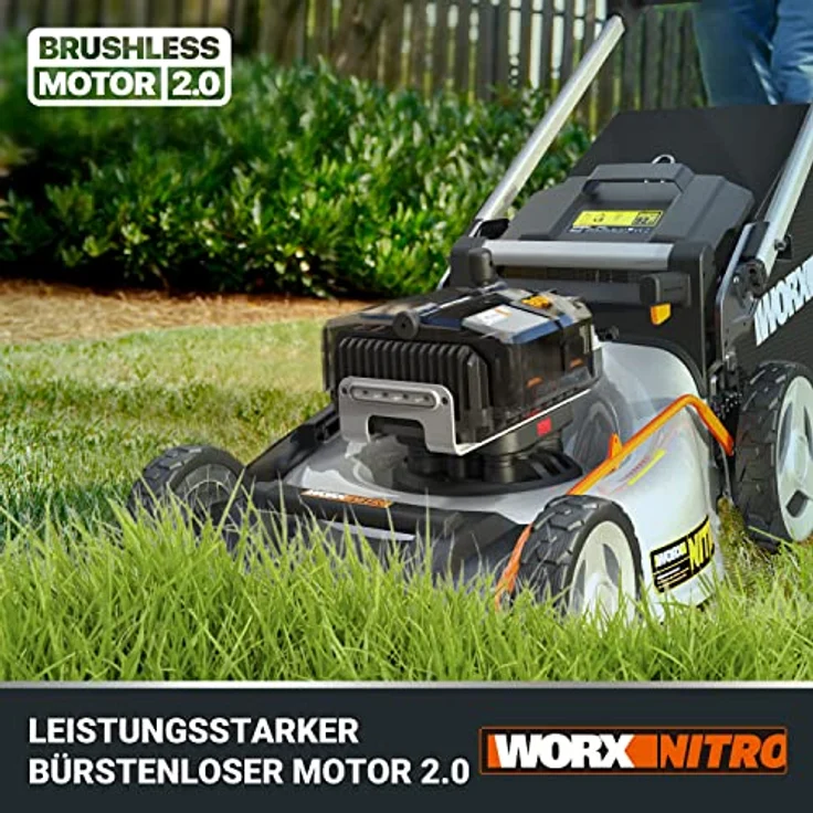 WORX WG761E Nitro selbsfahrender Akku-Rasenmäher 80V - für bis zu 1000㎡ - 51cm Schnittbreite - leistungsstarke bürstenloser Motor - 7 Schnitthöhenstufe - 70L Fangsack - inkl. Basecamp Akku-System – Bild 3