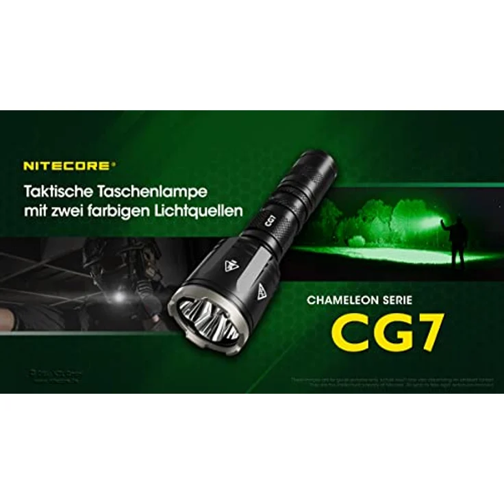 Nitecore Chameleon CG7 Jagdlampe, 2500 Lumen Weißlicht, 540 Lumen grünes Licht, LED Taschenlampe, 280 m Leuchtweite, schwarz – Bild 2