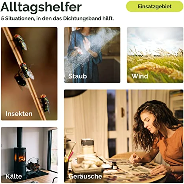 Nematek Insektenschutz-Fensterrahmen Nematek® Dichtungsband für Tür- und Fensterspalten, selbstklebend, weiß/braun, 2 x 3m, bis zu 40% Heizkosteneinsparung – Bild 7
