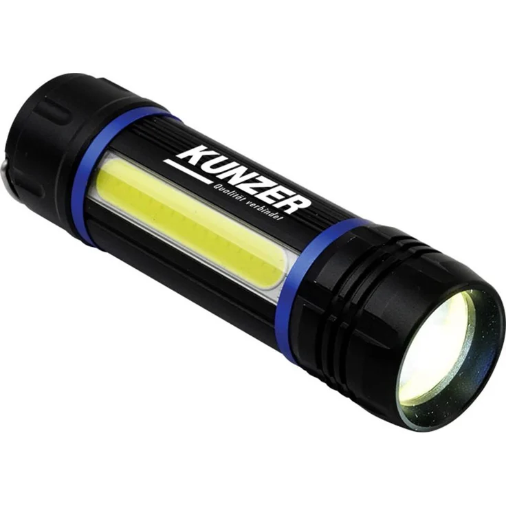 Kunzer 7TLR01 LED-Stablampe, batteriebetrieben, 100lm und 150lm, robustes Aluminiumgehäuse, getrennt schaltbares Raum- und Arbeitslicht