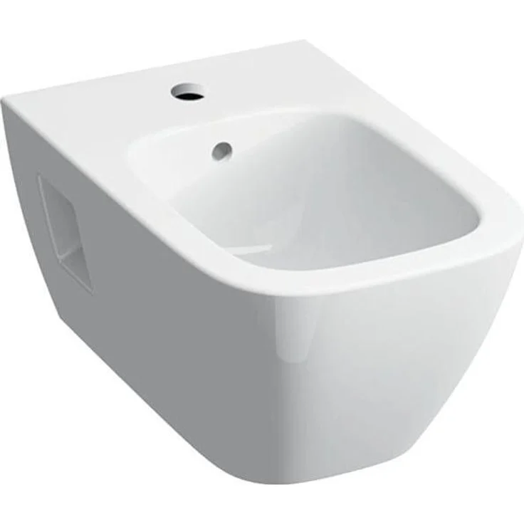 Geberit Renova Plan Square, Wandhängendes Bidet in Weiss mit hochwertiger Sanitärkeramik und verdecktem Wasseranschluss