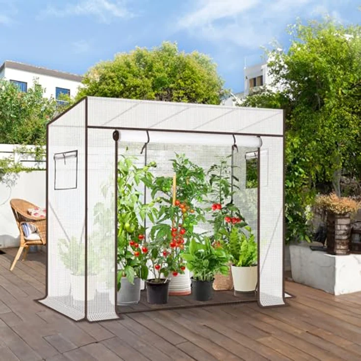 Tomatengewächshaus XL Tomatenzelt Foliengewächshaus 200 x 77 x 146-170 cm – Bild 6