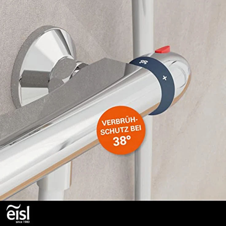 EISL Duscharmatur VITAL, Mischbatterie mit Thermostat, Wasserhahn Dusche mit Sicherheitssperre bei 38°C, Brausearmatur, Brausethermostat Chrom CLT168VCR – Bild 3