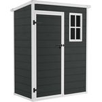 STEELSØN Gerätehaus Novara aus Aluminium, Geräteschuppen wasserdicht, wetterbeständig, Gartenhaus mit Pultdach, 151x92x192,5 cm, dunkelgrau