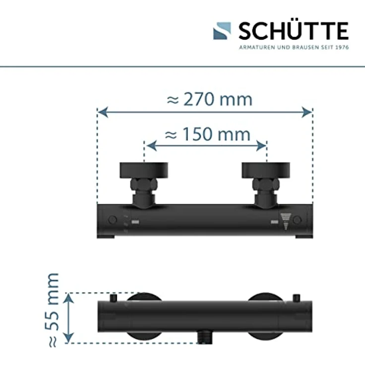 SCHÜTTE LONDON Thermostat Duscharmatur, Schwarz matt – Bild 5