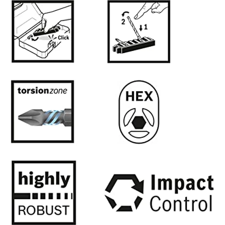 Bosch Professional Accessories 2608522337 Bosch Professional 8tlg. Doppelschrauber Set Phillips (Impact Control, 8 x PH2-PH2 Bits-Länge: 65mm, Pick and Click) - Preisvergleich – Bild 7