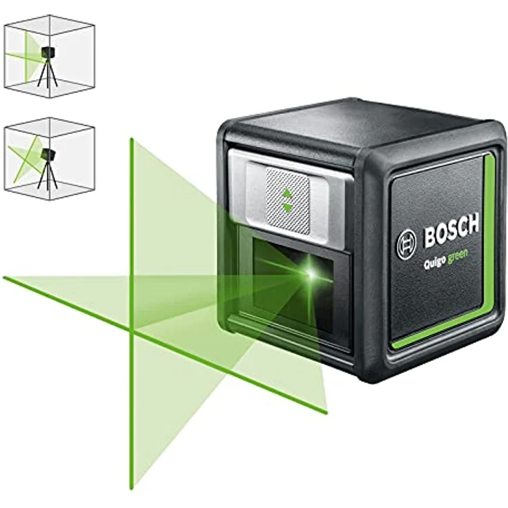Bosch Kreuzlinienlaser Quigo green (2x Batterien, grüne Laserdiode, Arbeitsbereich: 12 Meter, im Karton, Grün Laser) – Bild 3