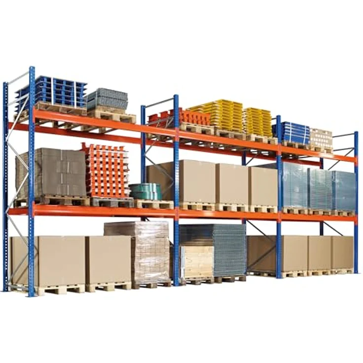 Schulte Kellerregal Schwerlastregal 46800-N, orange-blau-silber, 300 cm hoch, 110 cm breit, stabiler Stahl, ideal für Werkstatt und Keller – Bild 2