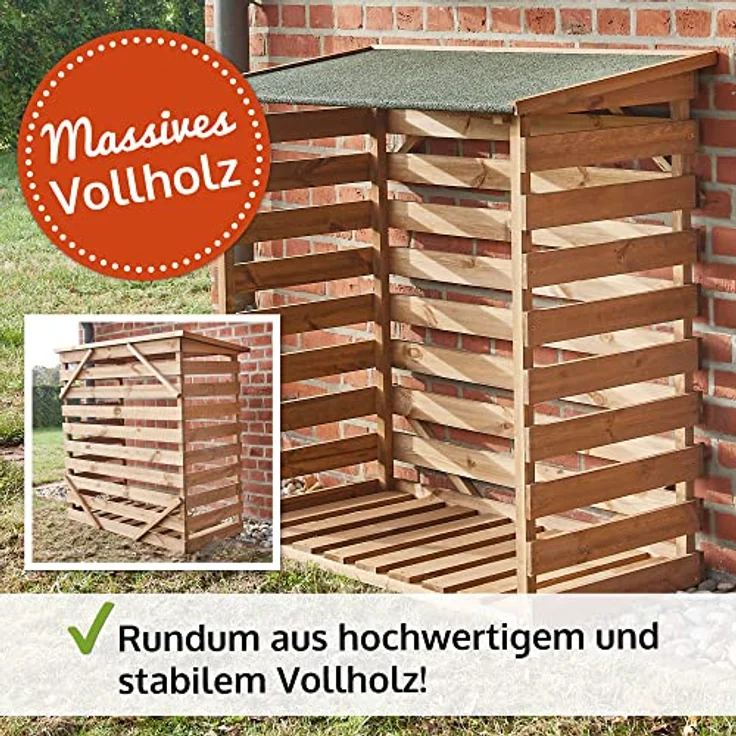 zooprinz Wetterfestes Brennholzregal, lasiertes Vollholz, 0,73 m³ Fassungsvermögen, ideale Luftzirkulation, trockene Lagerung – Bild 5