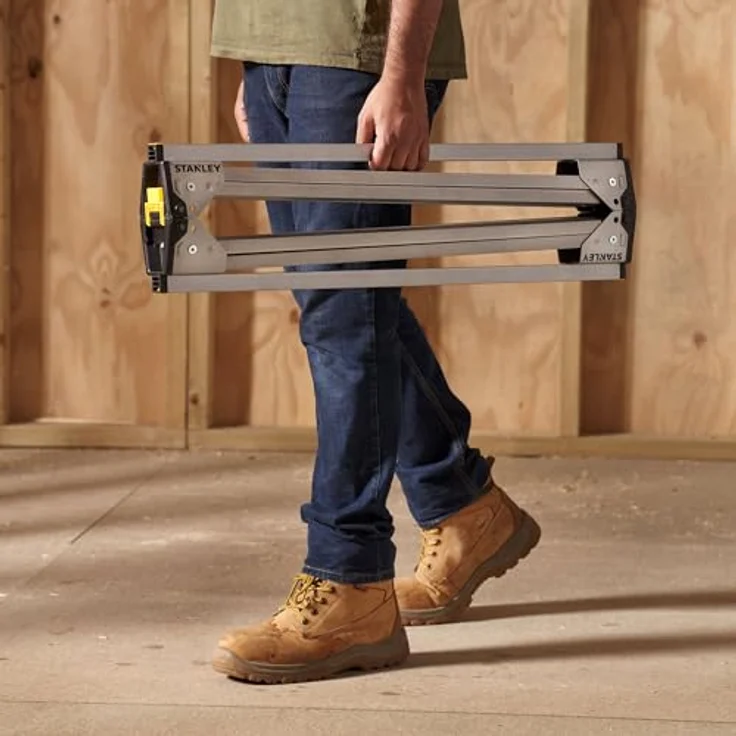 STANLEY Gerüst STST81337-1, klappbarer Aluminium-Arbeitsbock, bis 450 kg belastbar, Zwillingspack mit Metallschiene, rutschfeste Gummiauflage – Bild 4