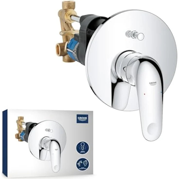 GROHE Swift Badewannenarmatur Unterputz, Duscharmatur mit Auto-Umstellung Wanne/Brause, integriertes Rücklaufventil, chrom, 24336001 – Bild 3