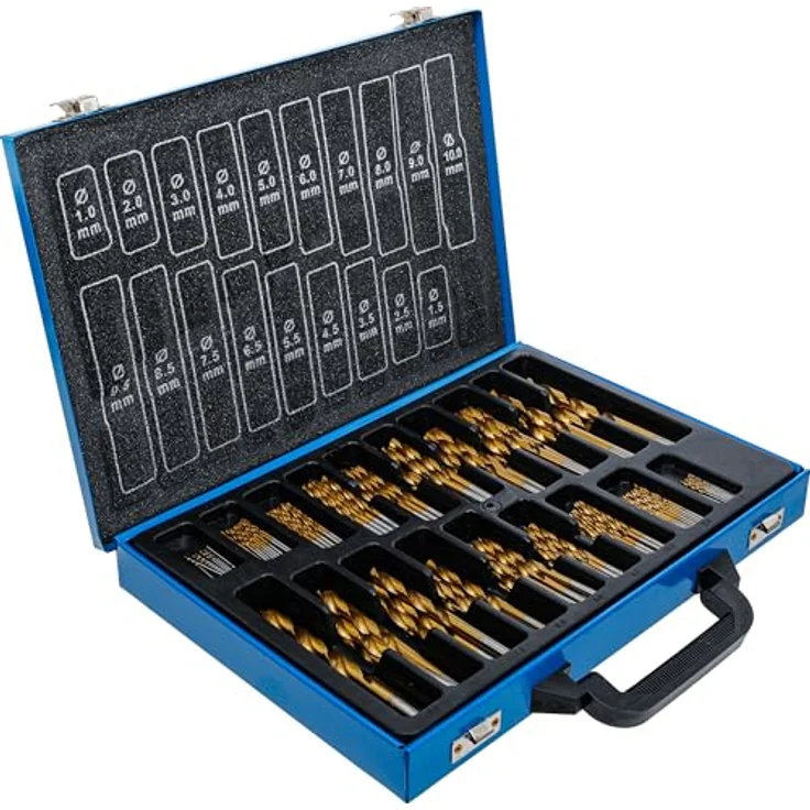 BGS Spiralbohrer-Satz HSS titan-nitriert, 170-tlg. in Metallkassette, Durchmesser 1-10 mm – Bild 2