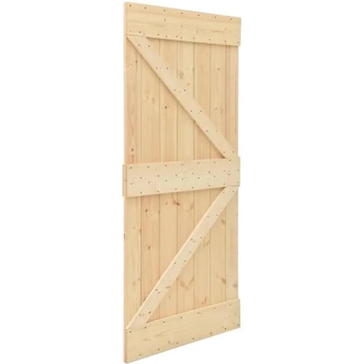 vidaXL Schiebetür NARVIK 80 x 210 cm, Kiefernholz mit pulverbeschichtetem Stahl, Natürlich und Schwarz