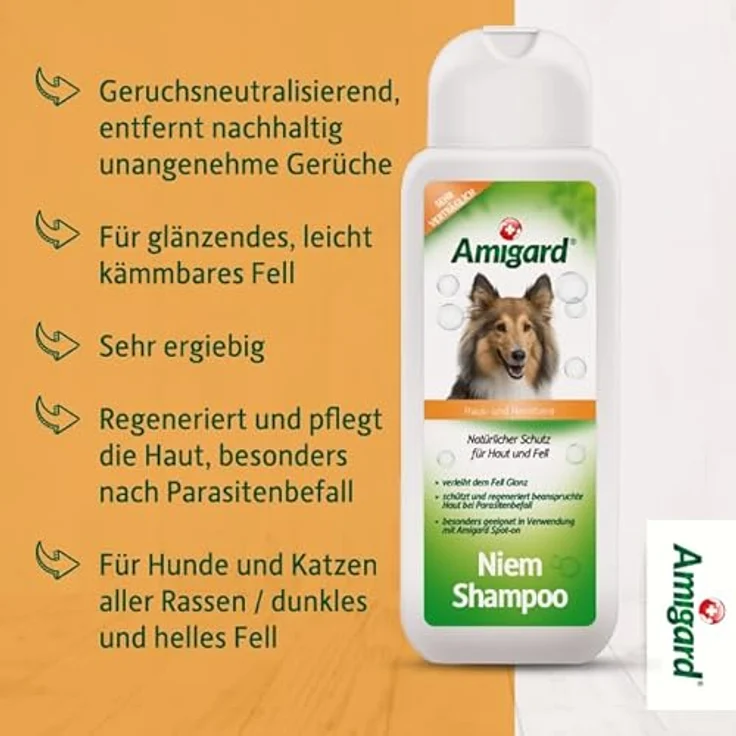 Amigard Niem-Shampoo für Hunde & Katzen, 250ml, Natürliches Shampoo ohne Chemie für eine natürliche Fellpflege, Hautfreundlich, Pflegend, bewährte Qualität – Bild 4