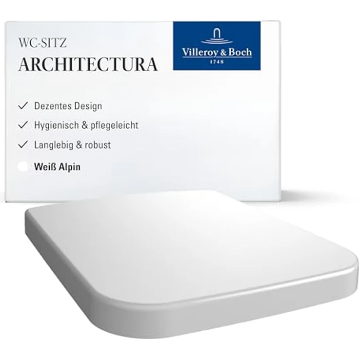Villeroy & Boch WC-Sitz Architectura, Duroplast mit antibakterieller Oberfläche, Alpinweiß – Bild 1
