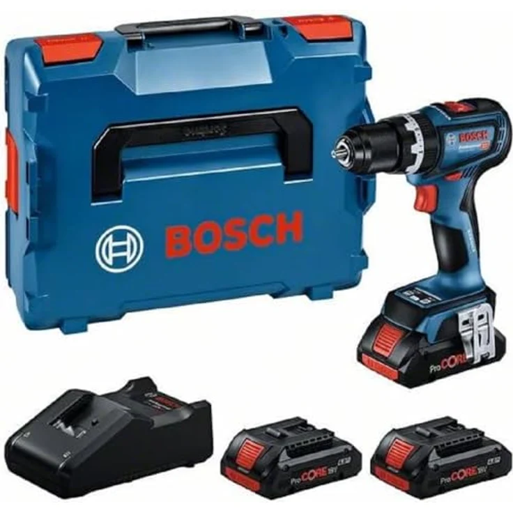Bosch Professional 18V System Akku-Schlagbohrmaschine GSB 18V-90 C (2.100 min⁻¹, bürstenloser Motor, inkl. 3x 4,0 Ah ProCORE Akku, Ladegerät GAL 18V-40, in L-BOXX) – Bild 1