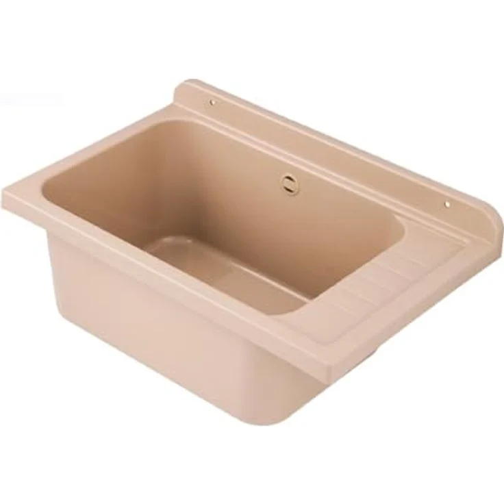 QLS Küchenspüle SELVA, Kunststoff-Spülbecken, 58x38 cm Ausgussbecken, ideal für Garten Garage Werkstatt - Preisvergleich – Bild 2