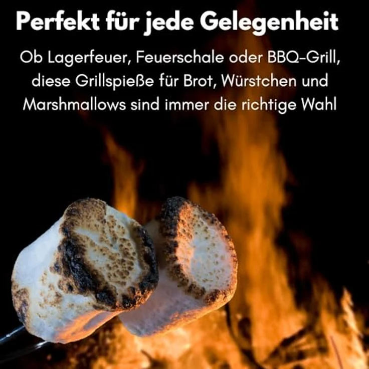 10 St. Grillspieß Holzgriff Lagerfeuer Stahl Fleisch Spieß Grillbesteck 100 cm – Bild 7