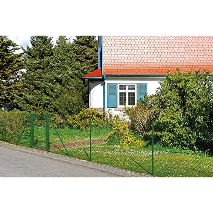 Alberts 632205 Maschendrahtzaun Kompletset, 100 m Länge, 125 cm Höhe, grün, mit Einschlagbodenhülse aus zinkphosphatiertem Stahl – Bild 4