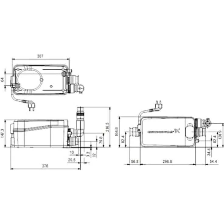 Grundfos SOLOLIFT2 D-2, Kellerpumpe 0,28 kW, geeignet für enge Räume, max. Förderhöhe 3,26 m, 2 Liter Tankvolumen, schwarz – Bild 2