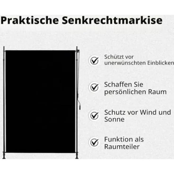 vidaXL Außenrollo 150 x 270 cm Anthrazit mit Handkurbelbetrieb und UV-Schutz – Bild 9