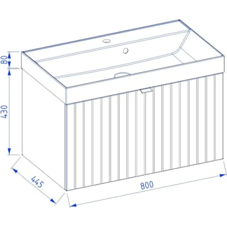 BadeDu Esla Waschbecken mit Unterschrank - 79 cm Breit, Gussmarmor Waschbecken in Weiß mit 2 Schubladen in Grau – Bild 2